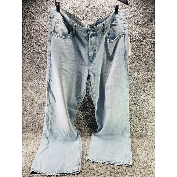 H&M Mens Size 38x32 Jeans Straight Loose Fit Denim Classic Light Blue Wash New - Picture 1 of 10